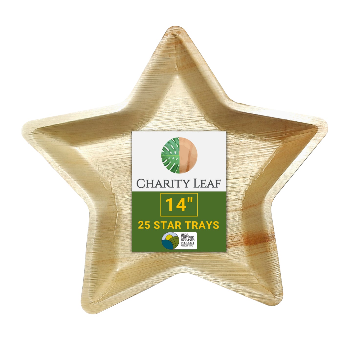 14" Star Natural Palm Leaf Tray