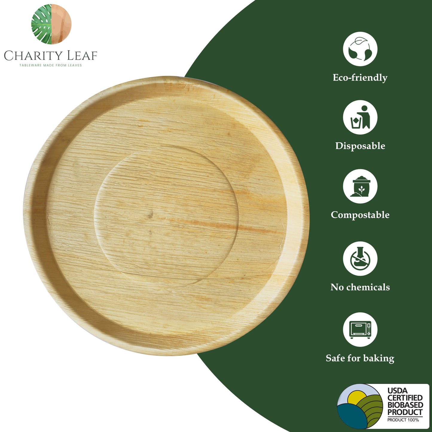 17" Round Decorative Palm Leaf Fiber Tray