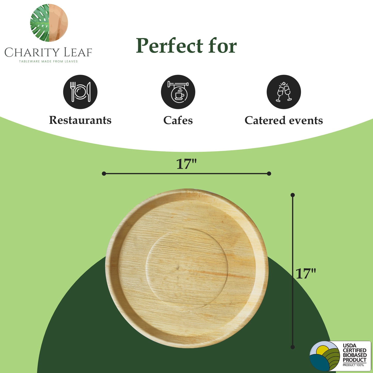 17" Round Decorative Palm Leaf Fiber Tray