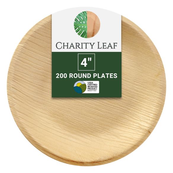 4" Inch Round Decorative Palm Leaf Fiber Plate