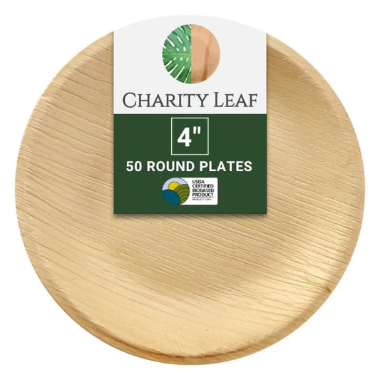 4" Inch Round Decorative Palm Leaf Fiber Plate