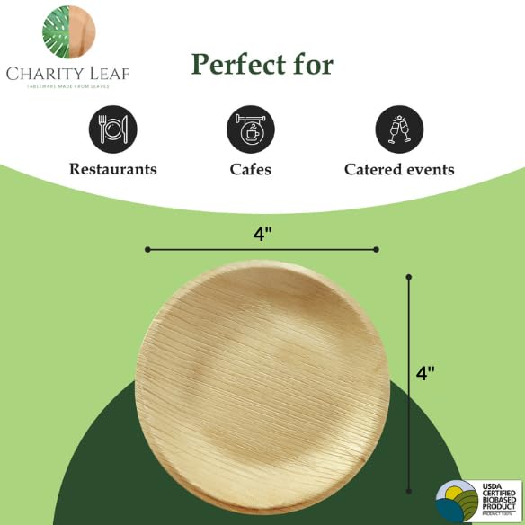 4" Inch Round Decorative Palm Leaf Fiber Plate