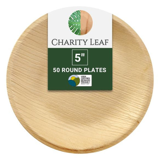 5" Inch Round Decorative Palm Leaf Fiber Plate