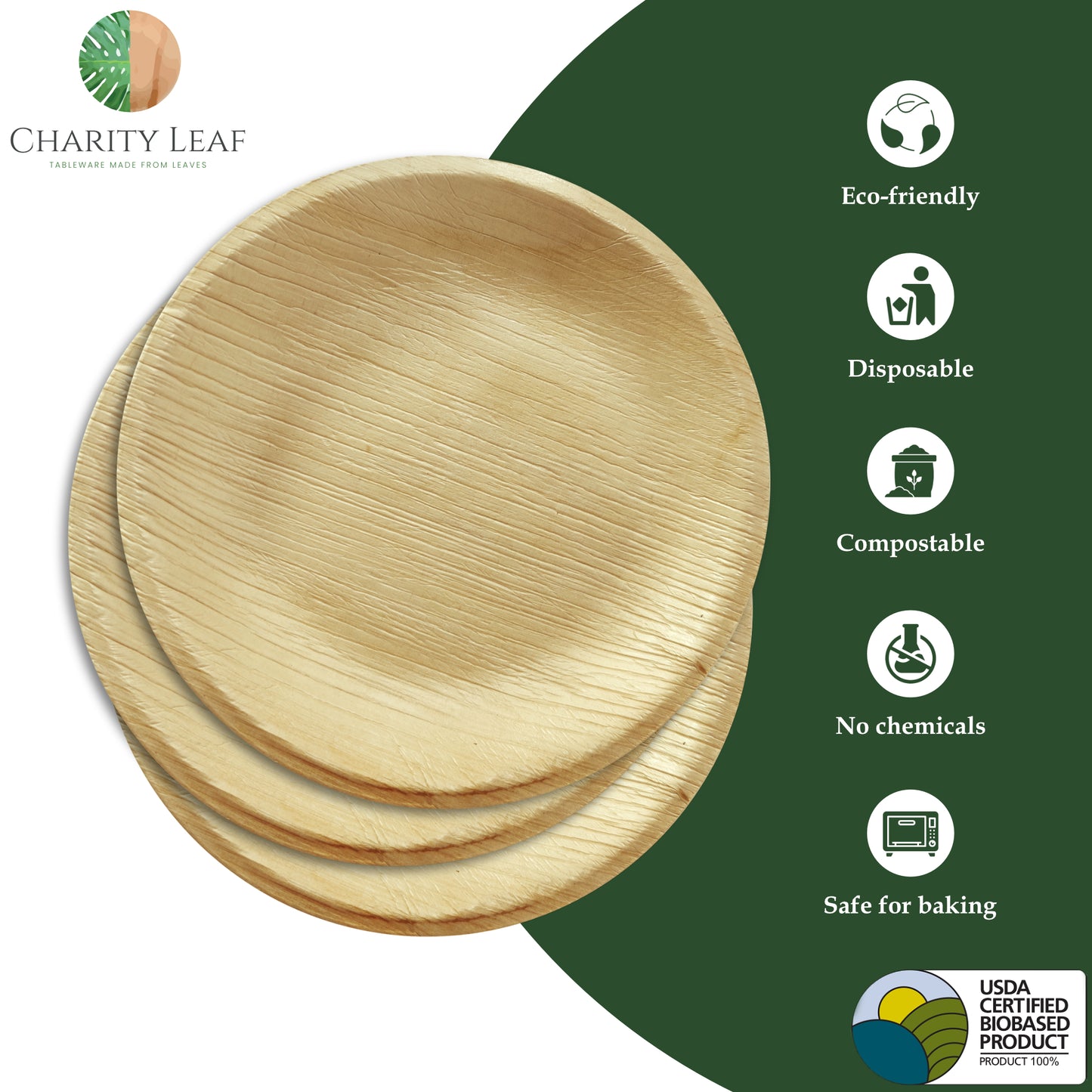 6" Inch Round Decorative Palm Leaf Fiber Plate