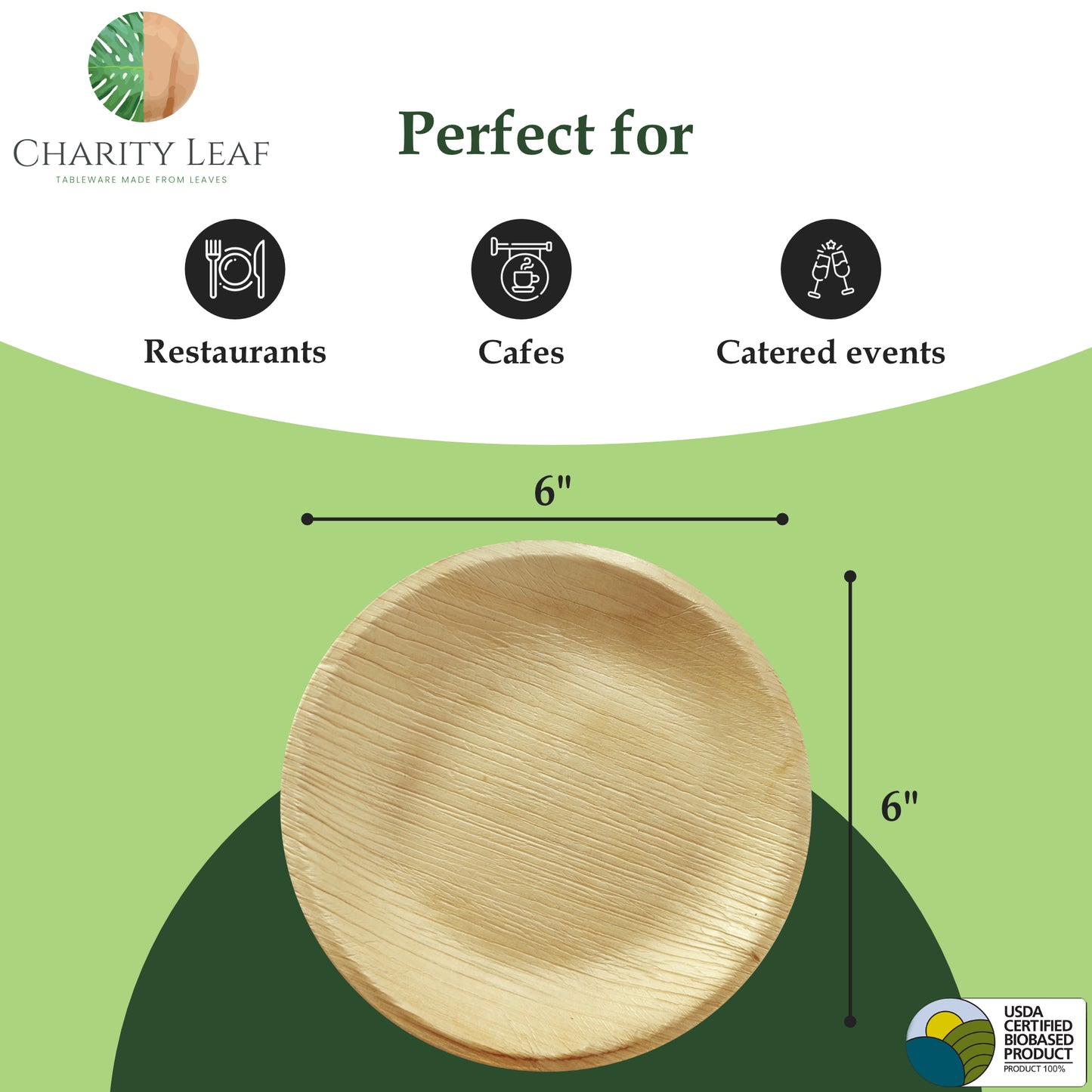 6" Inch Round Decorative Palm Leaf Fiber Plate