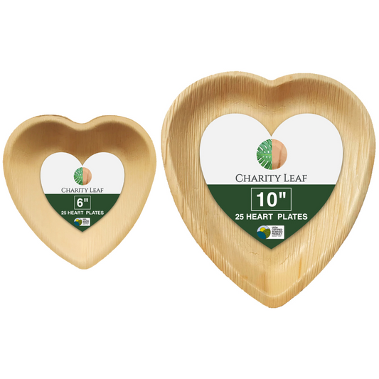 Valentine's Bundle - 6" Heart & 10" Heart Decorative Palm Leaf Fiber Plates