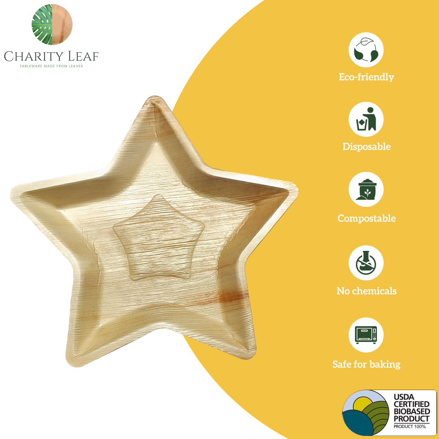 14" Star Decorative Palm Leaf Fiber Tray