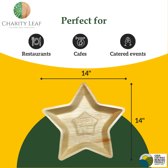 14" Star Decorative Palm Leaf Fiber Tray