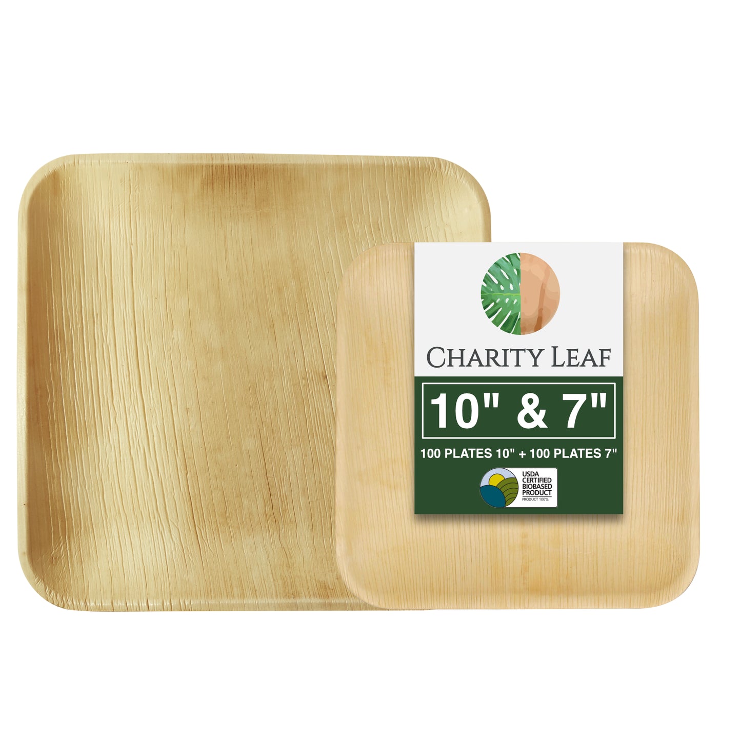 10" & 7" Inch Square Decorative Palm Leaf Fiber Plate combo