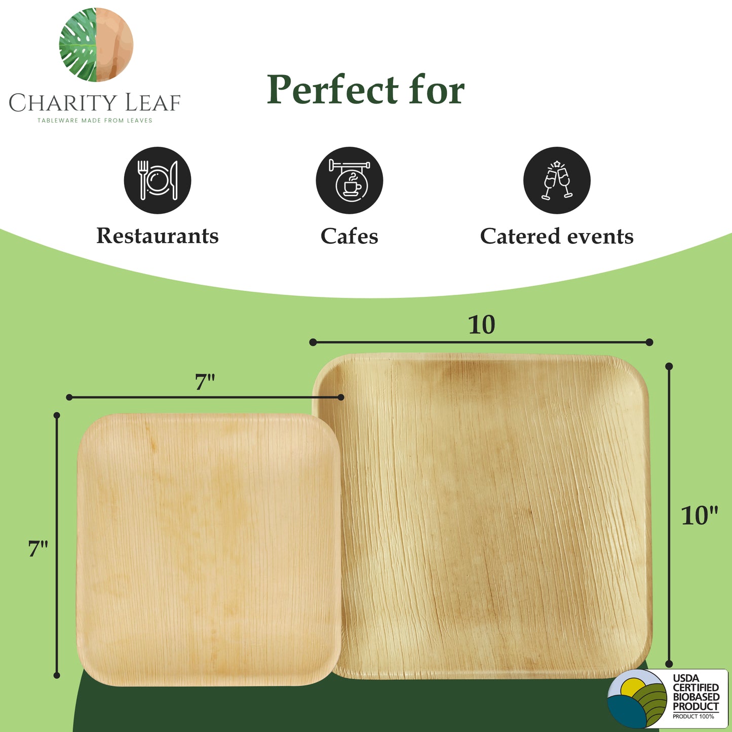 10" & 7" Inch Square Decorative Palm Leaf Fiber Plate combo