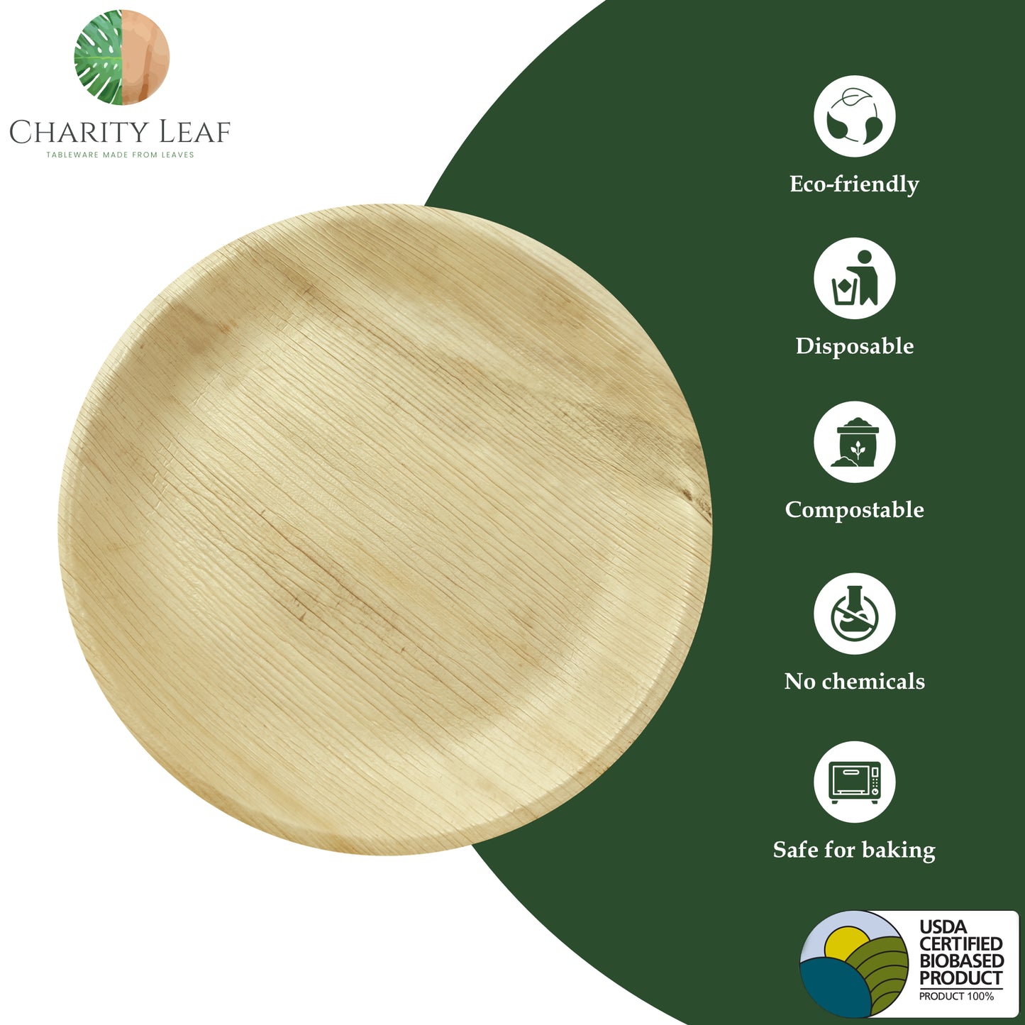 10" Inch Round Decorative Palm Leaf Fiber Plate