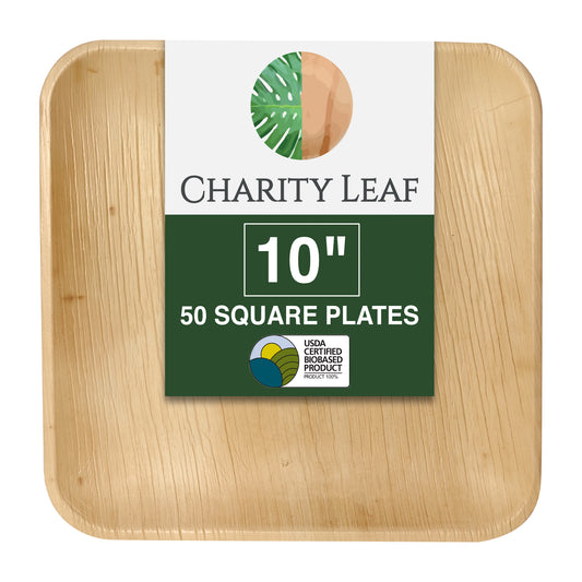 10" Inch Square Decorative Palm Leaf Fiber Plate