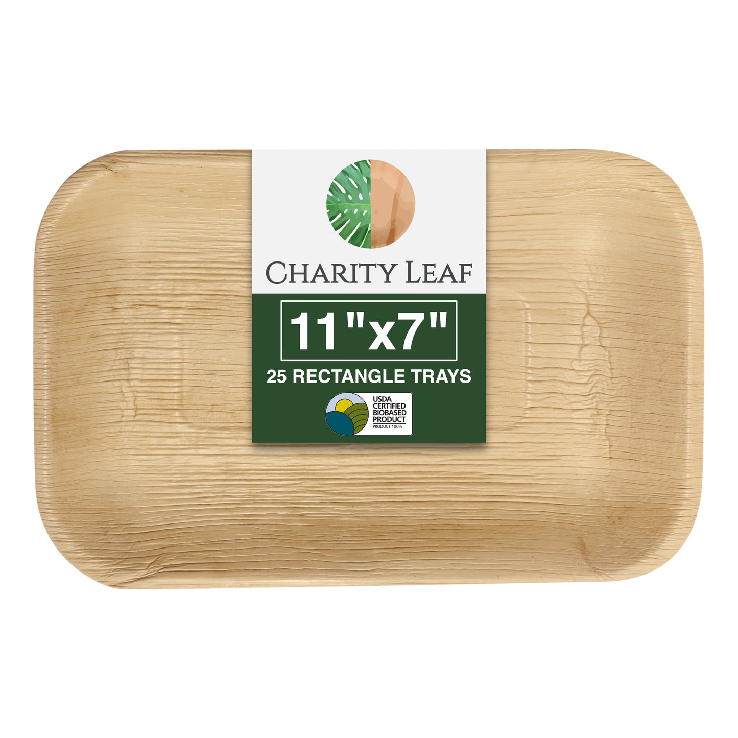 11" x 7" Inch Rectangle Decorative Palm Leaf Fiber Tray