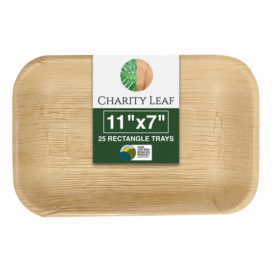 11" x 7" Inch Rectangle Decorative Palm Leaf Fiber Tray