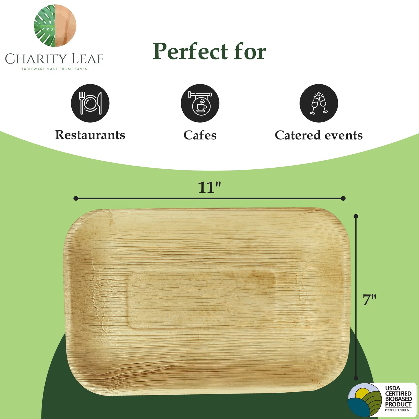 11" x 7" Inch Rectangle Decorative Palm Leaf Fiber Tray