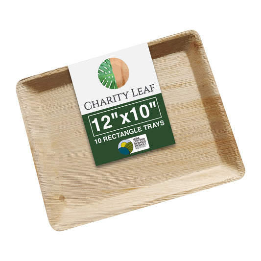 12" x 10" Inch Rectangular Decorative Palm Leaf Fiber Tray