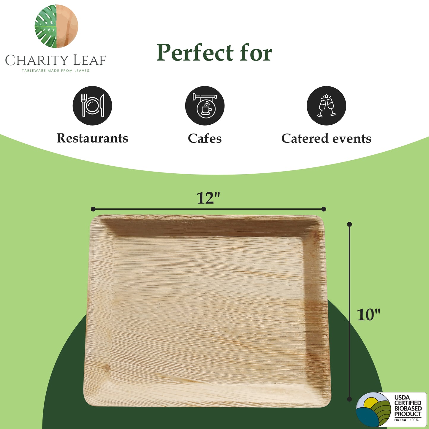 12" x 10" Inch Rectangular Decorative Palm Leaf Fiber Tray