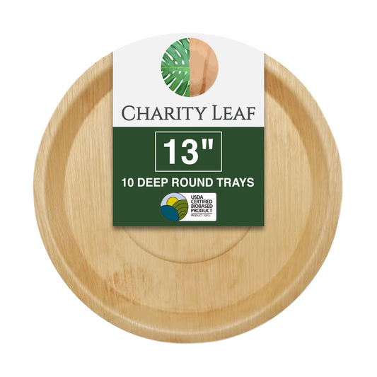 13" Inch Round Deep Decorative Palm Leaf Fiber Platter