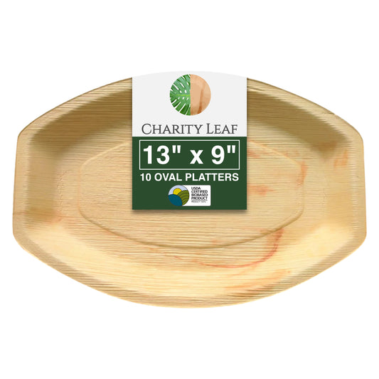 13" x 9" Inch Oval Decorative Palm Leaf Fiber Tray
