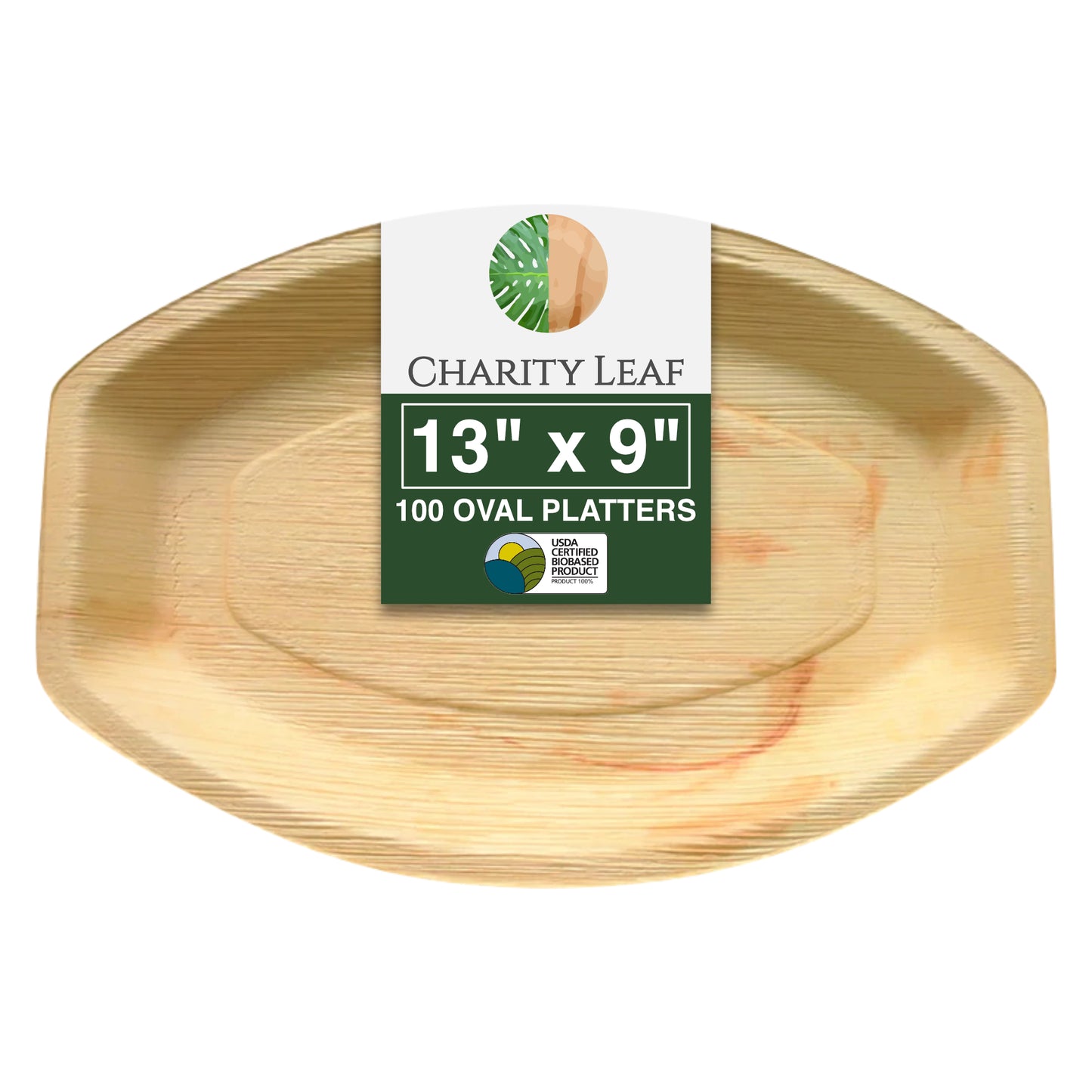 13" x 9" Inch Oval Decorative Palm Leaf Fiber Tray