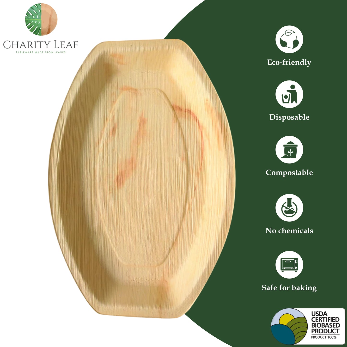 13" x 9" Inch Oval Decorative Palm Leaf Fiber Tray