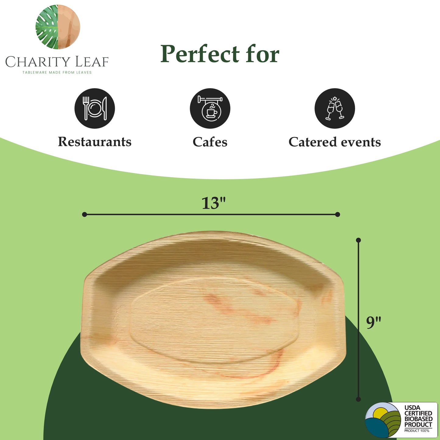 13" x 9" Inch Oval Decorative Palm Leaf Fiber Tray