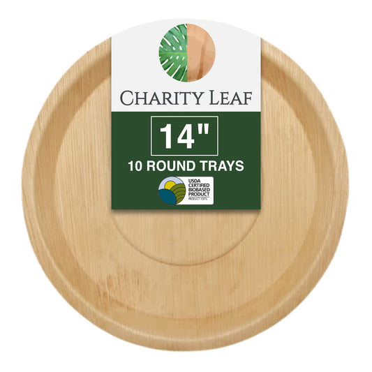 14" Inch Round Decorative Palm Leaf Fiber Platter