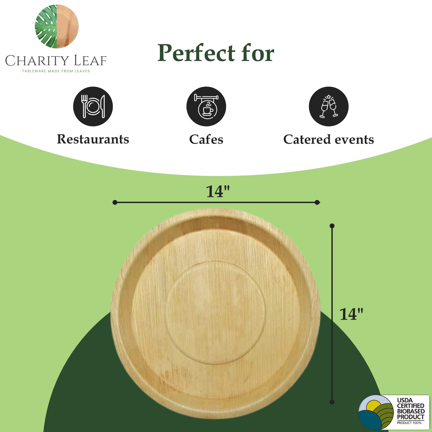 14" Inch Round Decorative Palm Leaf Fiber Platter