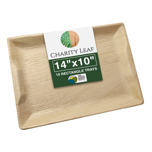 14" x 10" Inch Rectangular Decorative Palm Leaf Fiber Tray