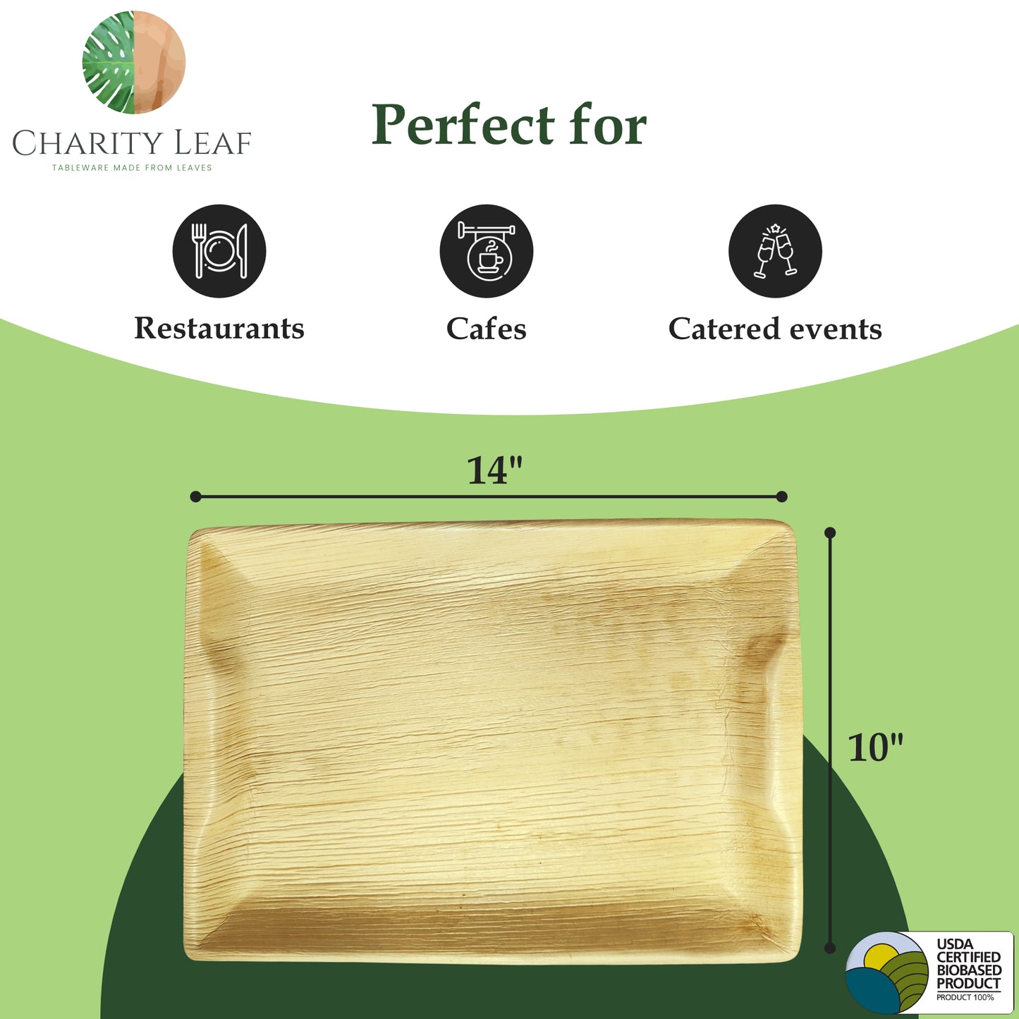 14" x 10" Inch Rectangular Decorative Palm Leaf Fiber Tray