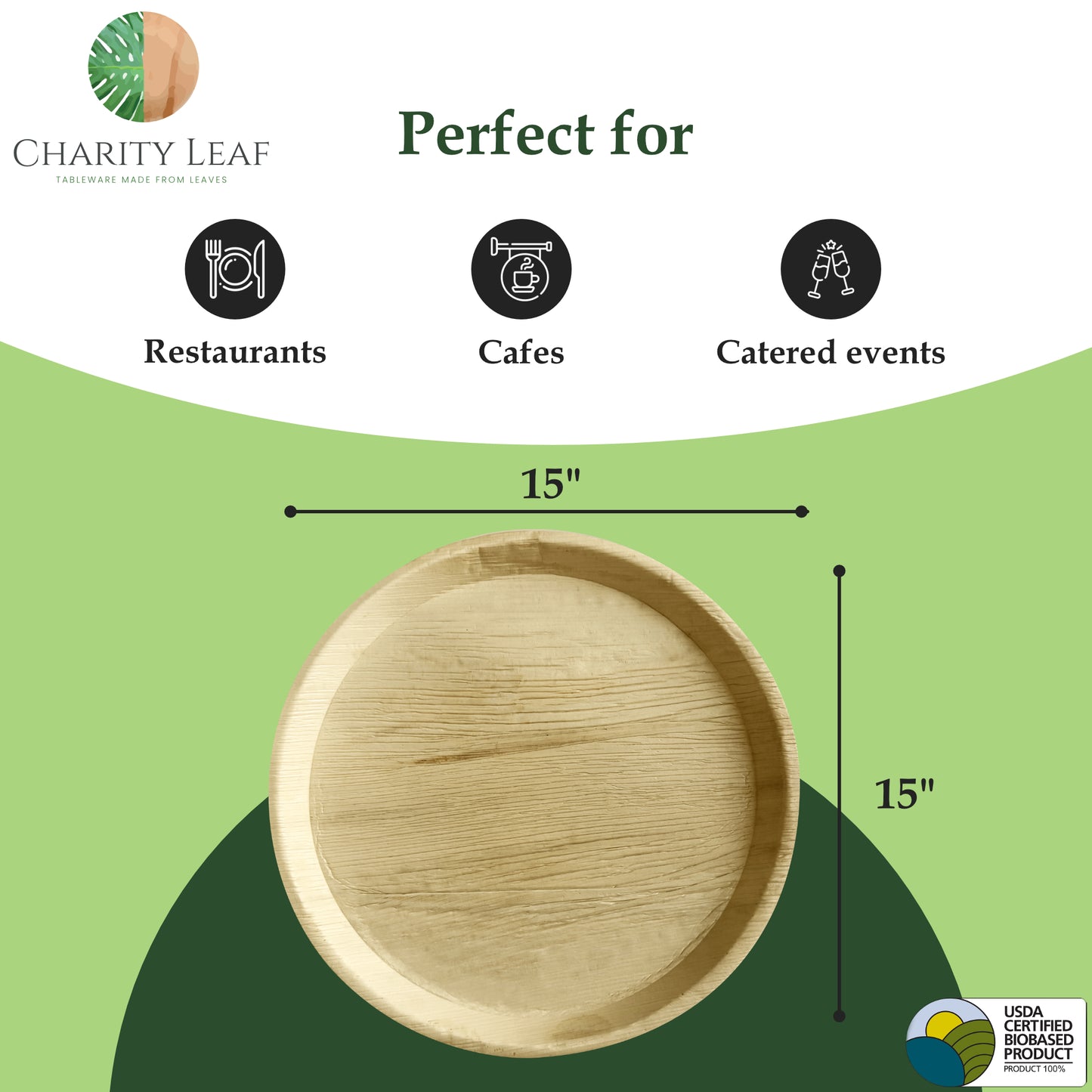 15" Inch Round Decorative Palm Leaf Fiber Platter