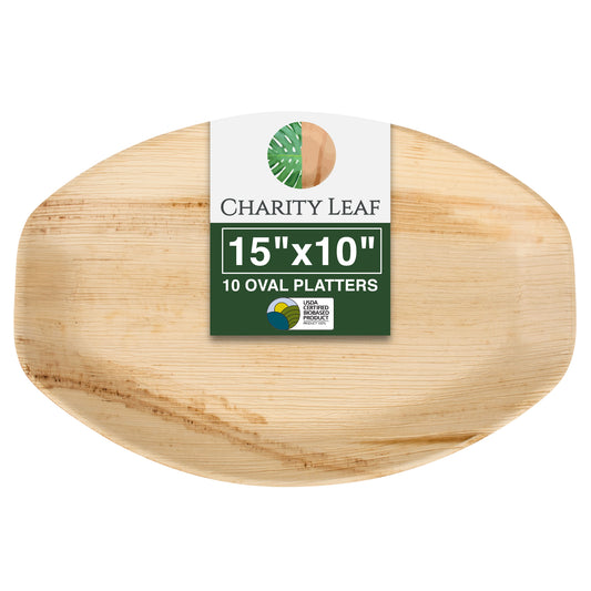 15" x 10" Inch Oval Decorative Palm Leaf Fiber Tray