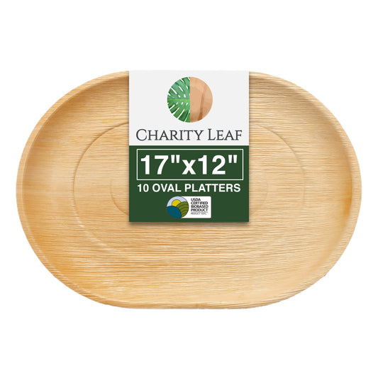 17" x 12" Inch Large Oval Decorative Palm Leaf Fiber Platter
