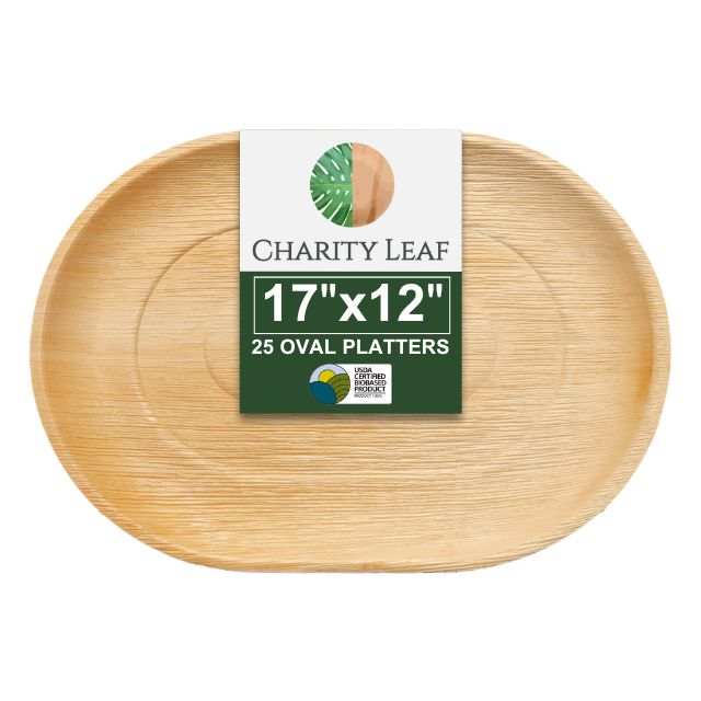 17" x 12" Inch Large Oval Decorative Palm Leaf Fiber Platter