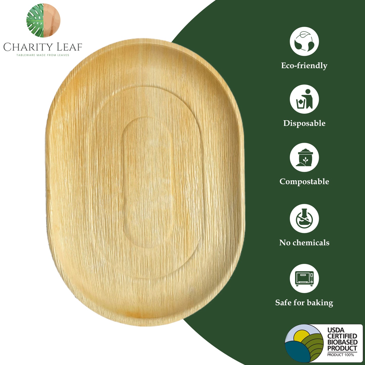 17" x 12" Inch Large Oval Decorative Palm Leaf Fiber Platter