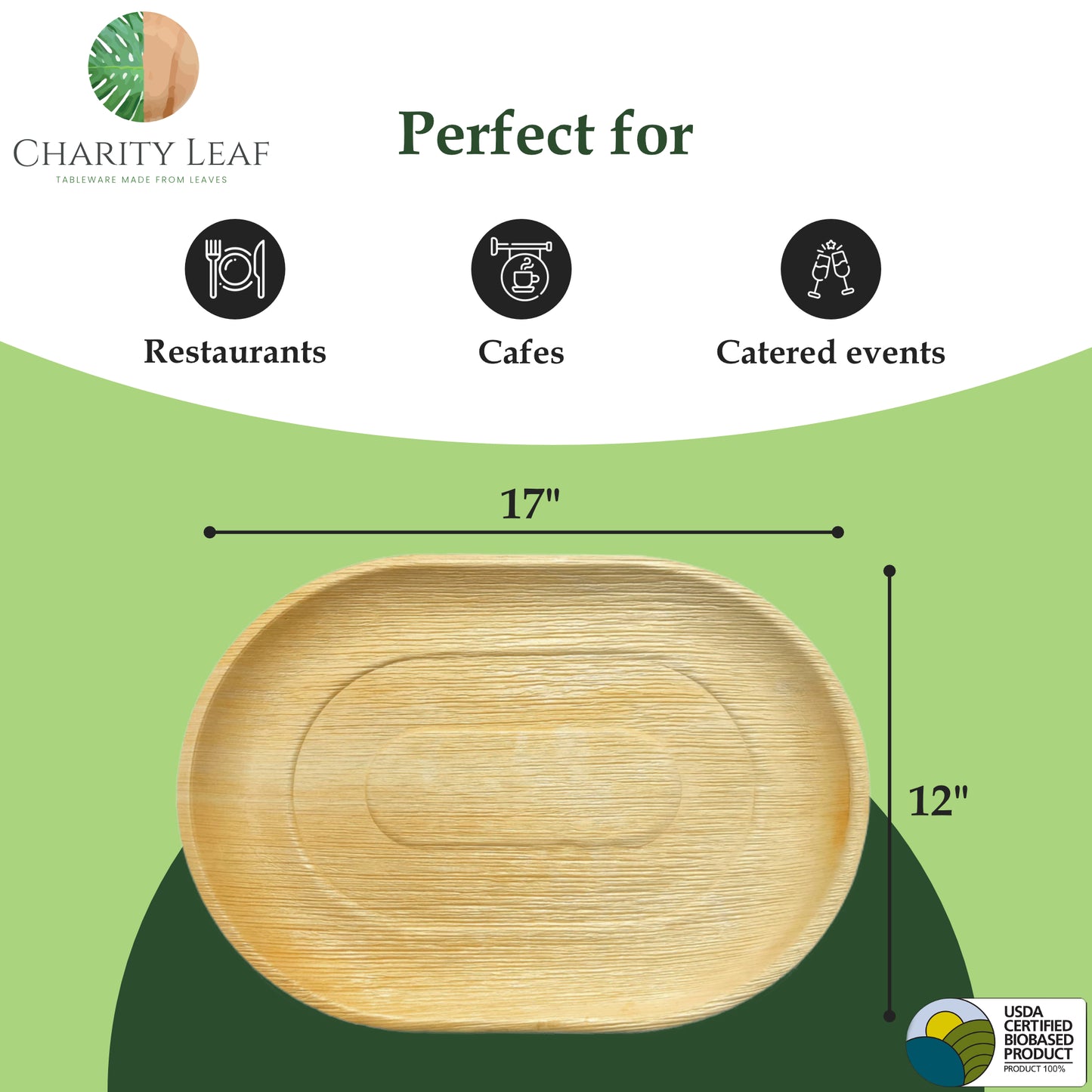 17" x 12" Inch Large Oval Decorative Palm Leaf Fiber Platter