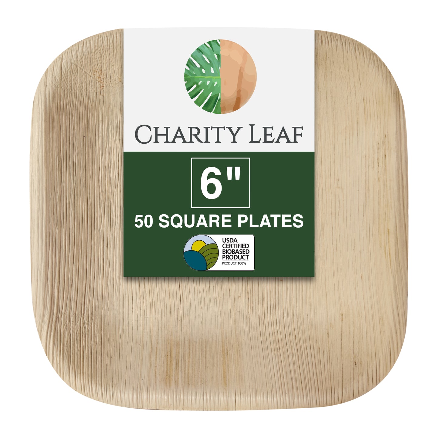 6" Inch Square Decorative Palm Leaf Fiber Plate