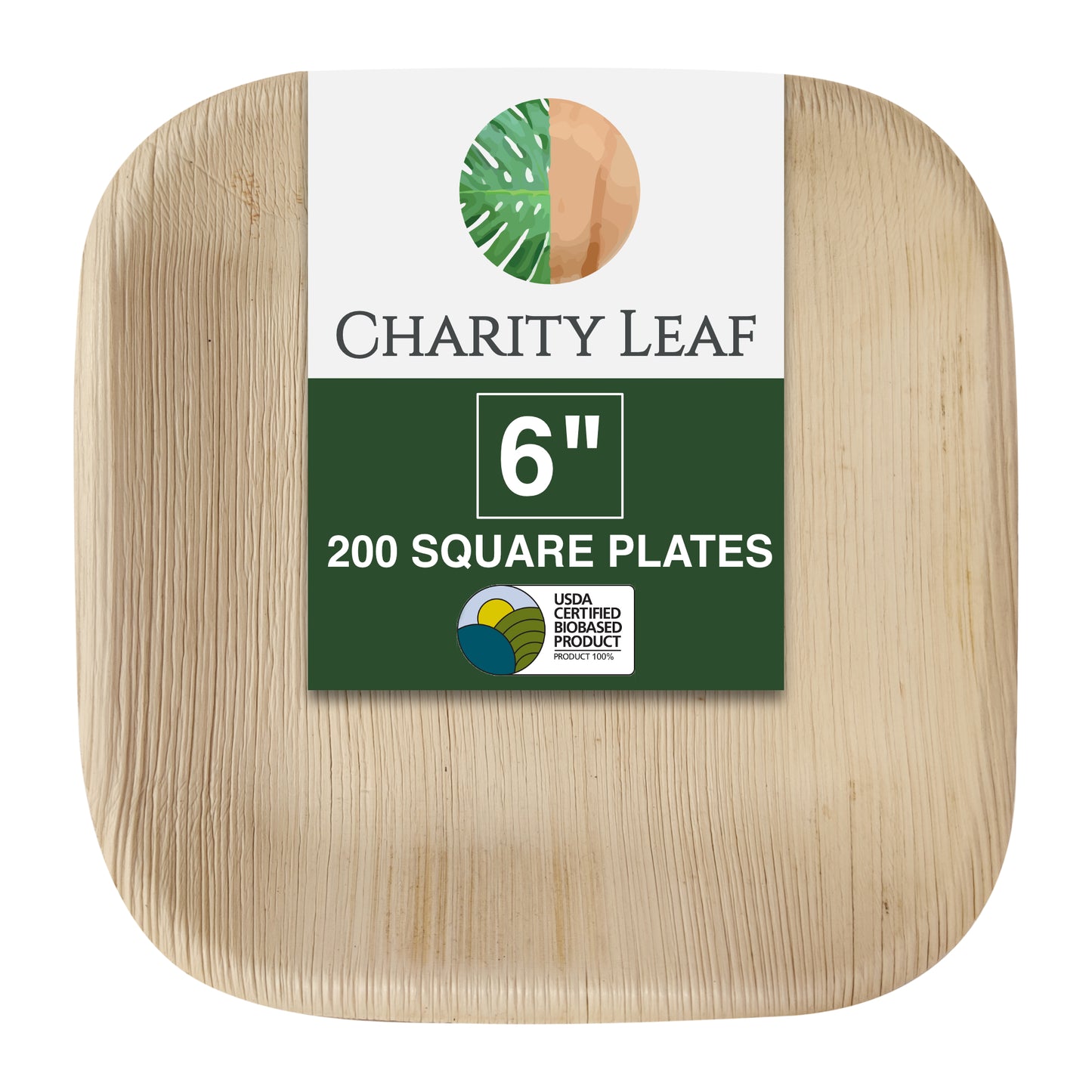 6" Inch Square Decorative Palm Leaf Fiber Plate