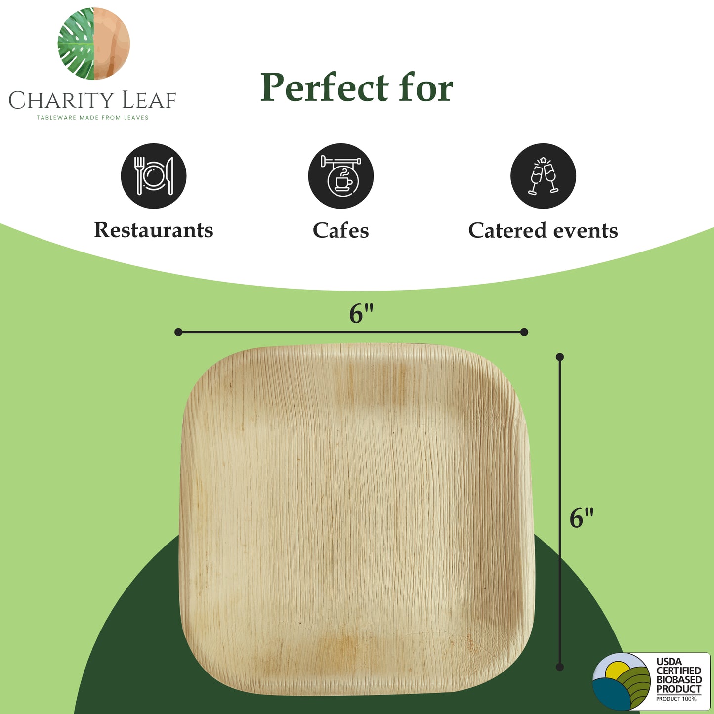 6" Inch Square Decorative Palm Leaf Fiber Plate