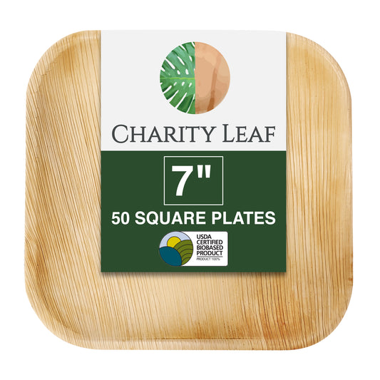 7" Inch Square Decorative Palm Leaf Fiber Plate