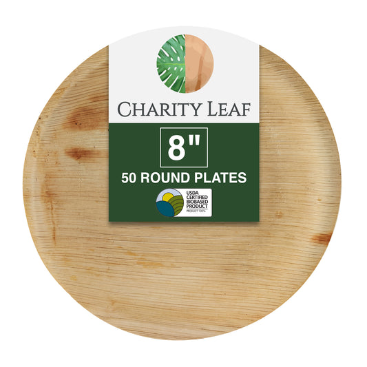 8" Inch Round Decorative Palm Leaf Fiber Plate