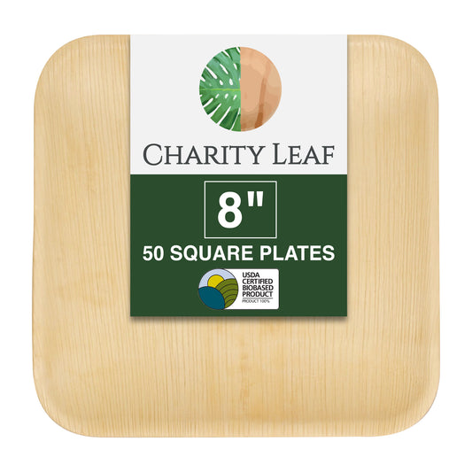 8" Inch Square Decorative Palm Leaf Fiber Plate