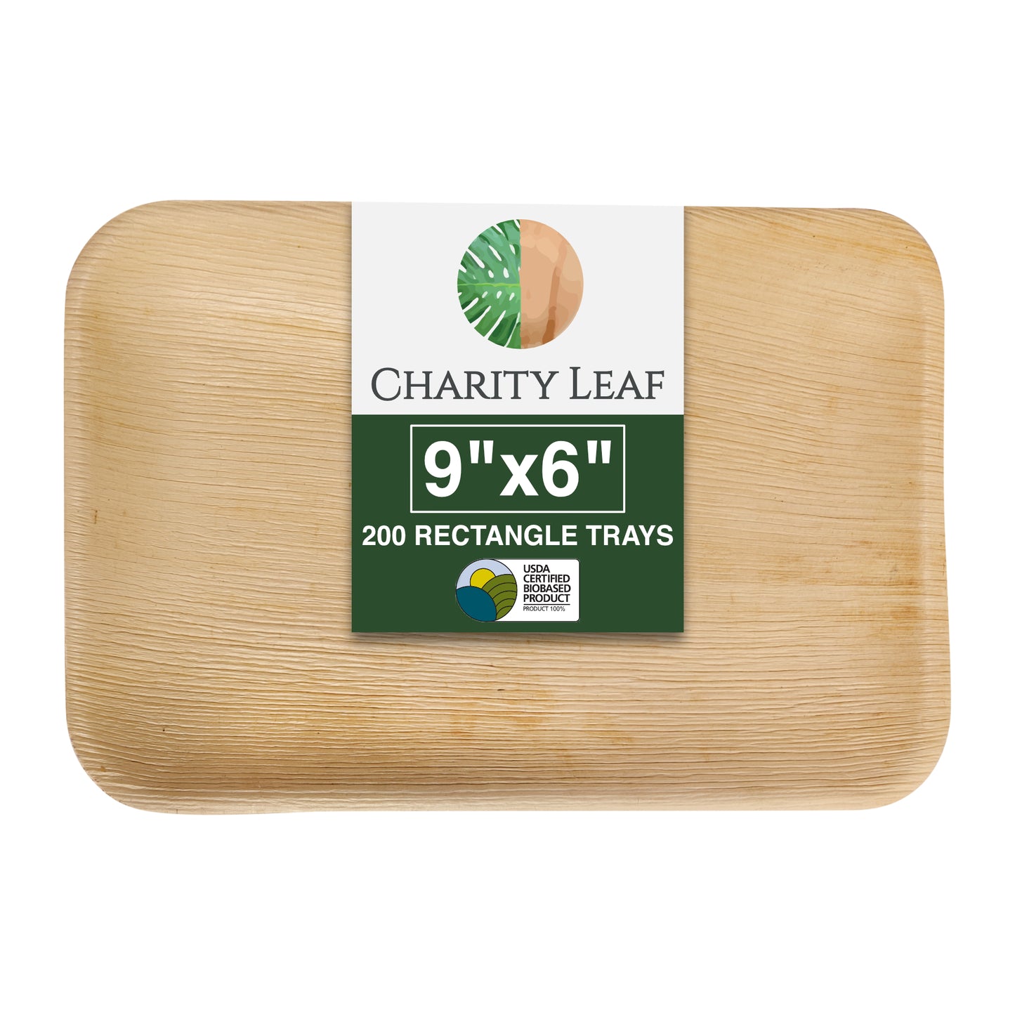 9" x 6" Inch Rectangle Decorative Palm Leaf Fiber Tray