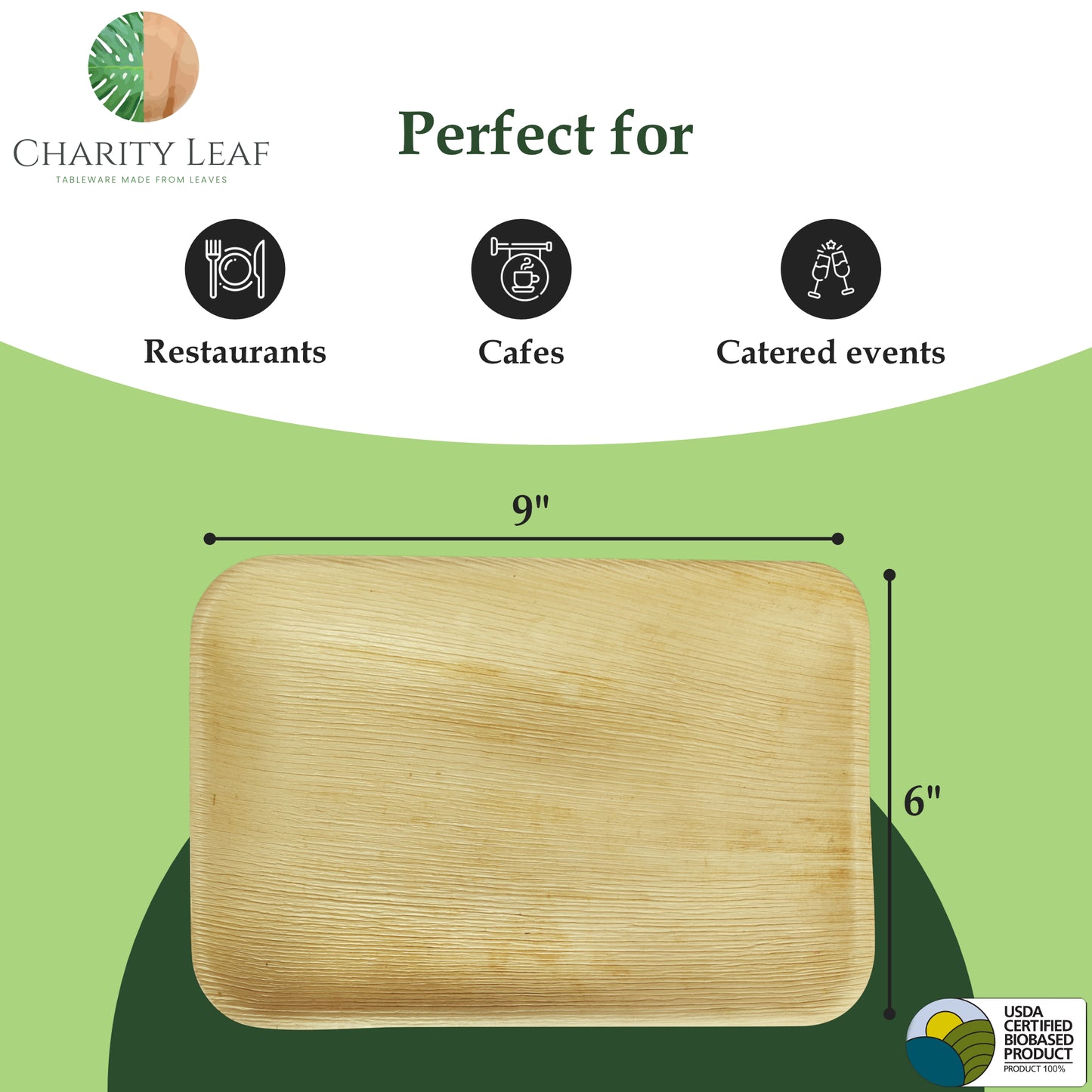 9" x 6" Inch Rectangle Decorative Palm Leaf Fiber Tray