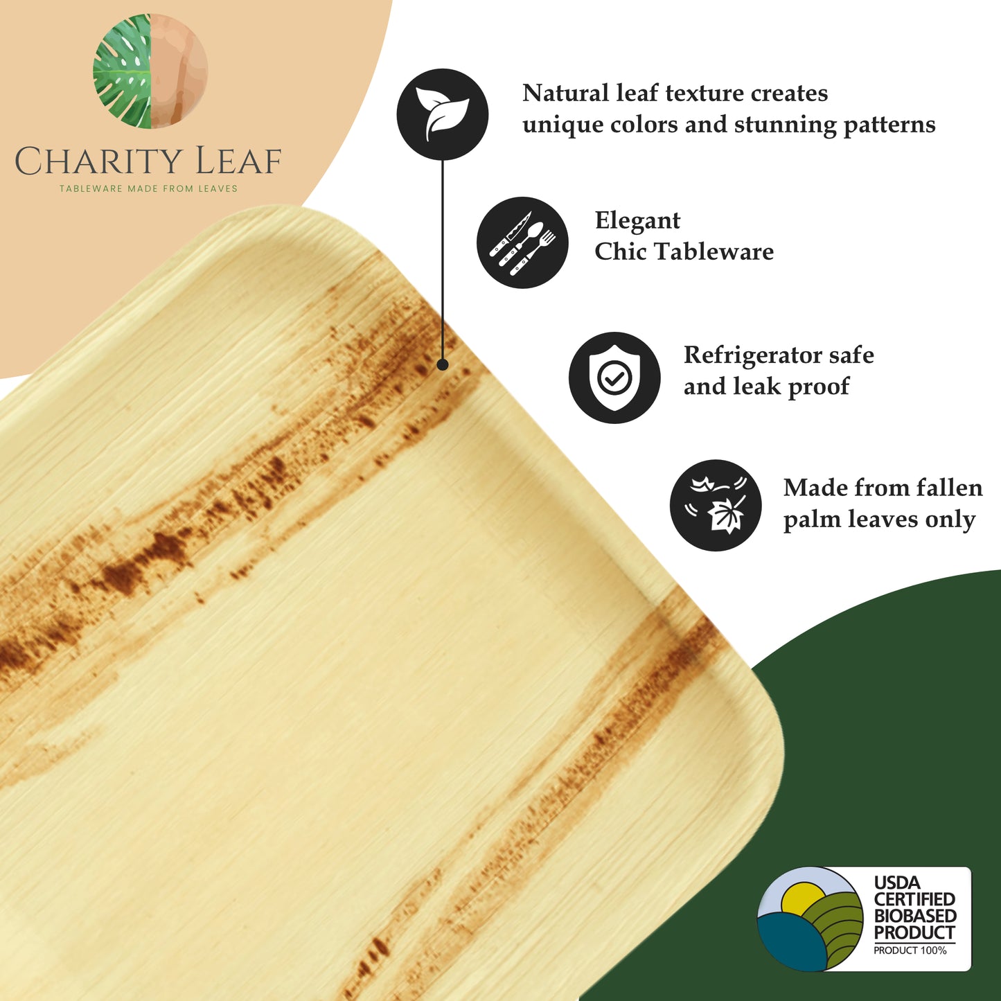 17" x 12" Christmas Tree Decorative Palm Leaf Fiber Tray