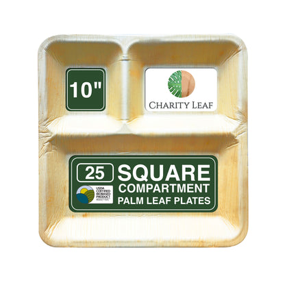 10" Inch Square - 3 Compartment Plate