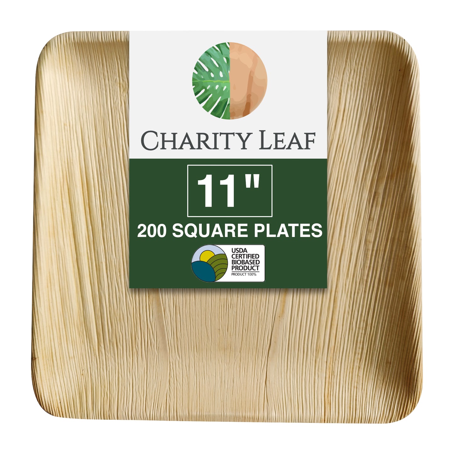 11" Inch Square Decorative Palm Leaf Fiber Plate