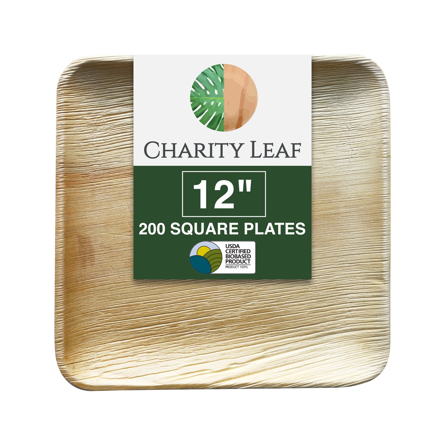 12" Inch Square Decorative Palm Leaf Fiber Plate