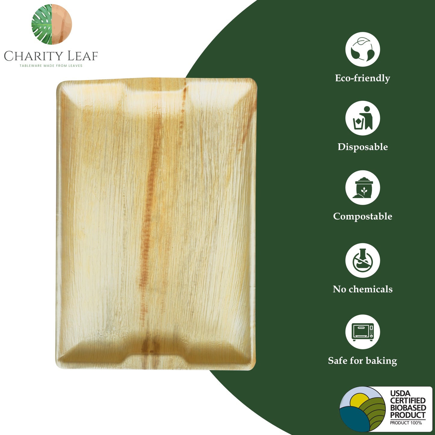 17" x 12" Rectangle Decorative Palm Leaf Fiber Tray
