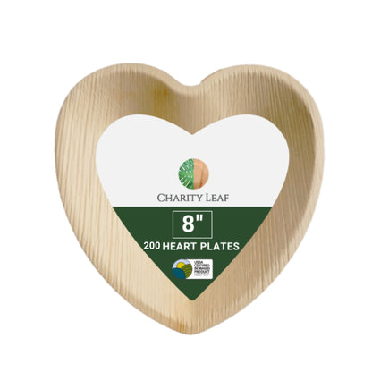 8" Inch Heart Decorative Palm Leaf Fiber Plate